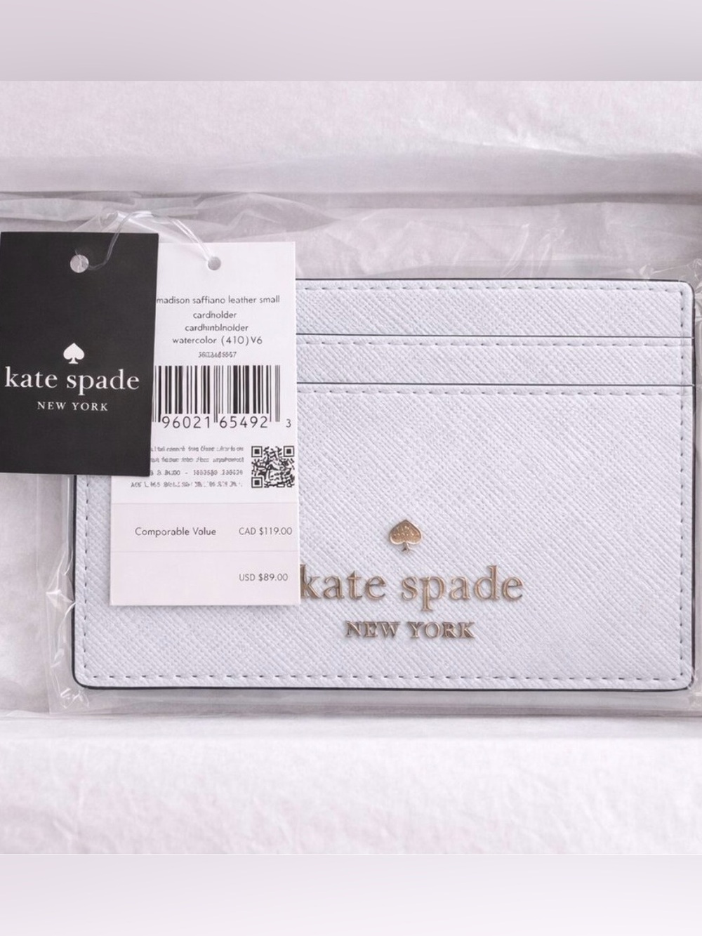 Kate Spade NWT Madison Saffiano Leather Slim Card Case in Watercolor Baby Blue - Picture 3 of 9